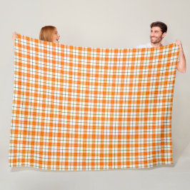 FALL ORANGE GREEN WHITE KARIERT PATTERN FLEECEDECKE