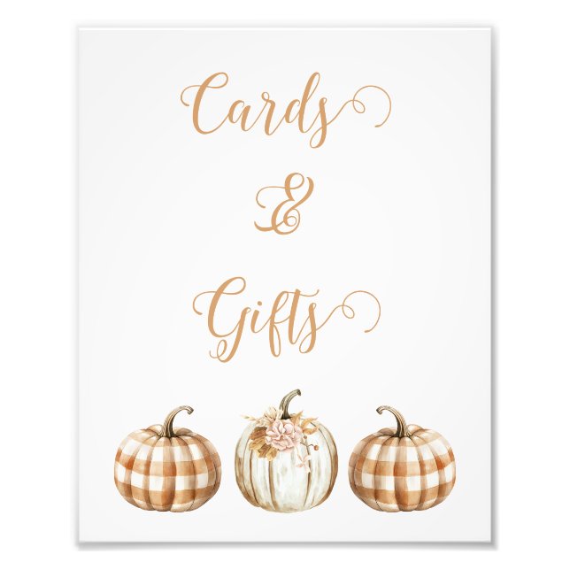 Fall Orange Pumpkin Baby Duschzeichen Fotodruck (Vorne)