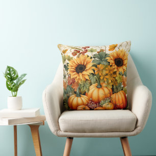 FALL ORANGE PUMPKINS UND SONNENBLUMENBLUME KISSEN