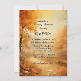 Fall Orange Tree Rustic Wedding Celebration Einladung