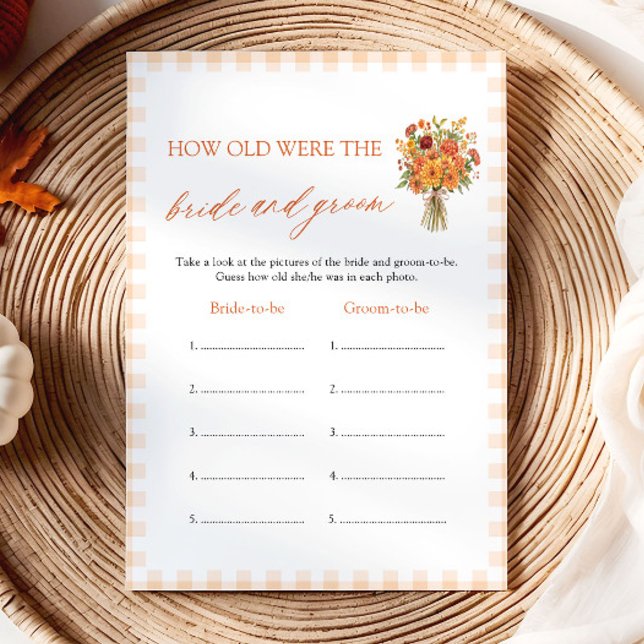 Fall Orange Wie Alt Waren Braut & Bräutigam Spiel Einladung (Fall Orange How Old Were The Bride & Groom Game)