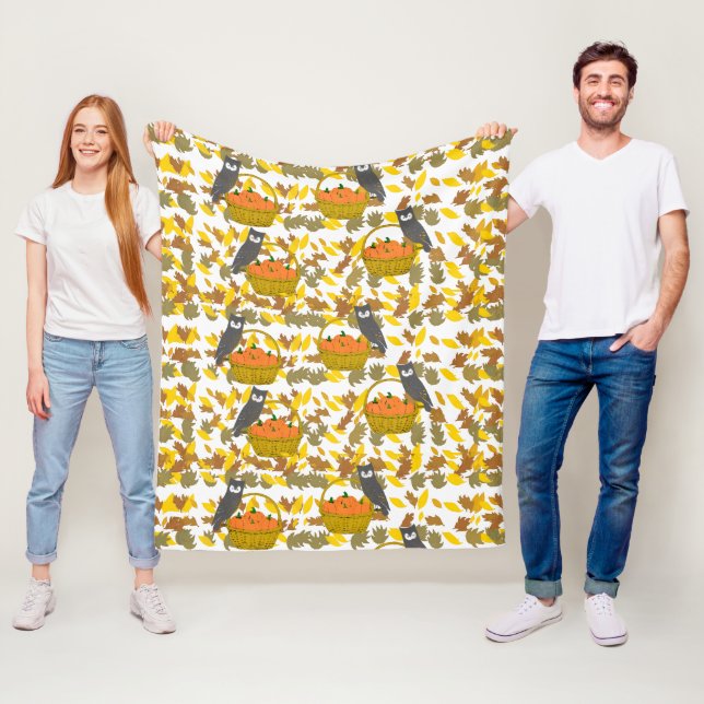 Fall Owls & Pumpkin Harvest Fleece Blanket (Beispiel)