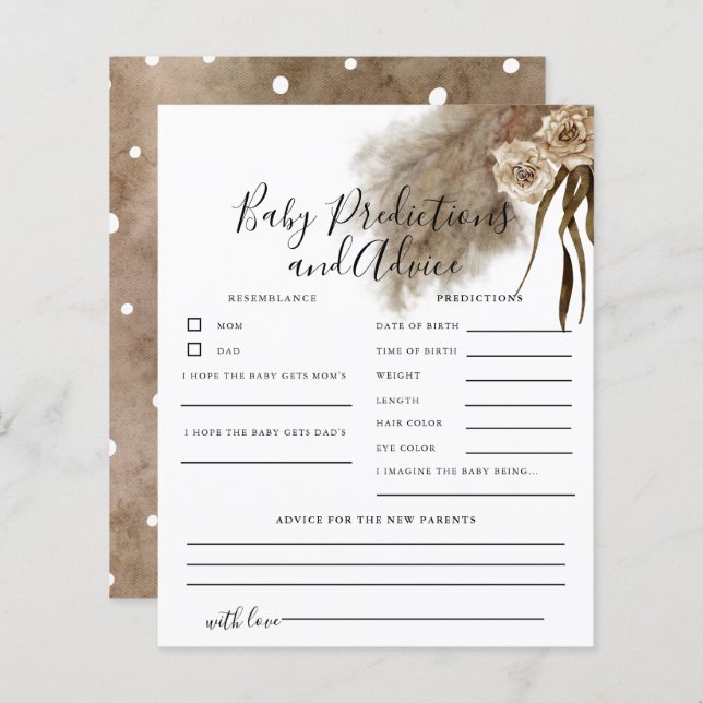 Fall Pampas Grass Baby Vorhersagen & Advice Card (Vorne/Hinten)