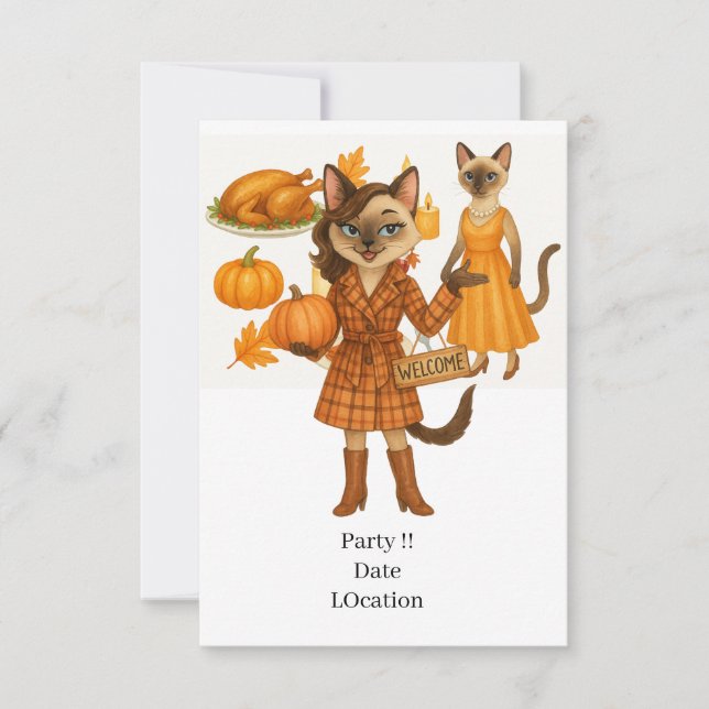 Fall Party Invitation Card – Cozy Autumn Gathering Einladung (Vorderseite)