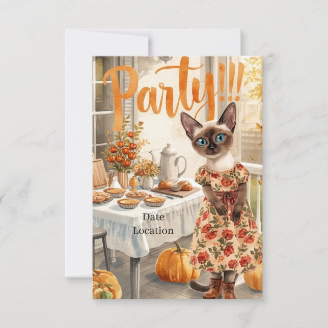 Fall Party Invitation Card – Cozy Autumn Gathering Einladung (Vorderseite)