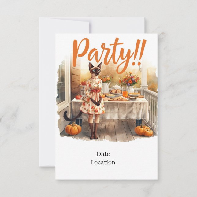 Fall Party Invitation Card – Cozy Autumn Gathering Einladung (Vorderseite)