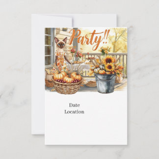 Fall Party Invitation Card  for Siamese Cat Lovers Einladung