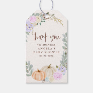 Fall Pastel Pumpkins und Bloral Baby Dusche Geschenkanhänger