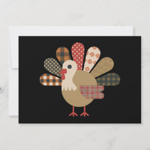 Fall Patchwork QuiltedTurkey Erntedank Feiertagskarte