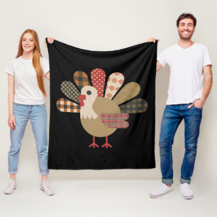 Fall Patchwork QuiltedTurkey Erntedank Fleecedecke