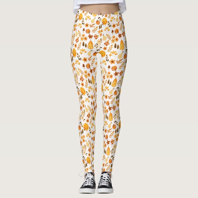 Fall Pattern with Pumpkins, Leaves:Autumn Elegance Leggings (Vorderseite)