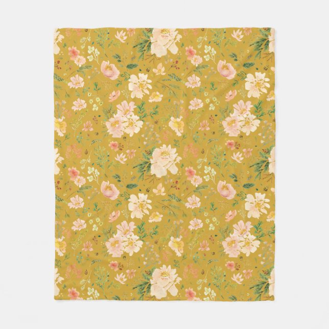 Fall Peach Blume Wasserfarbe Mustar Gelbe Decke (Vorderseite)