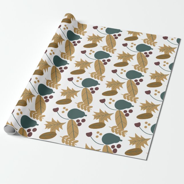 Fall Pear Floral Greenery Wrapping Paper Geschenkpapier (Ungerollt)