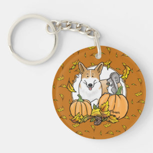 Fall Pembroke Welsh Corgi (rot 1) Pumpkins Niedlic Schlüsselanhänger