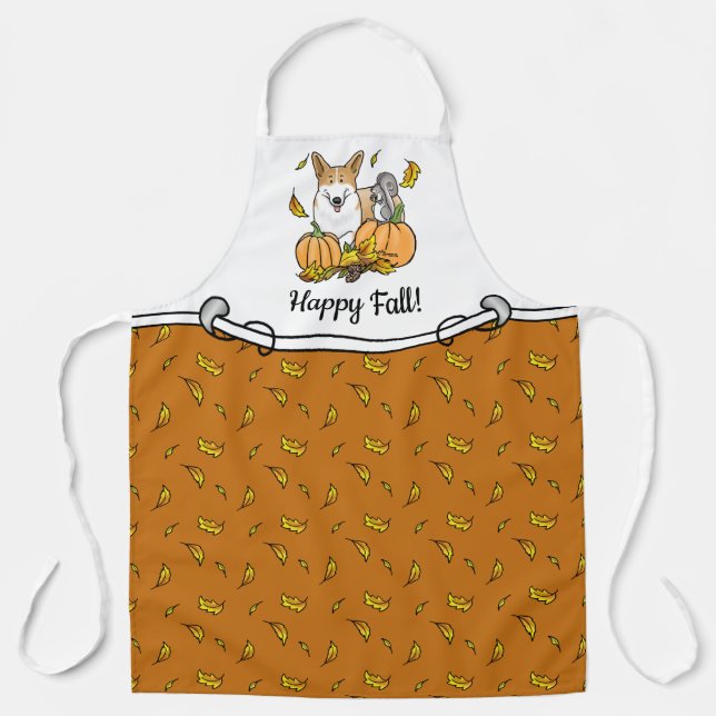 Fall Pembroke Welsh Corgi (rot 1) Pumpkins Niedlic Schürze (Vorderseite)