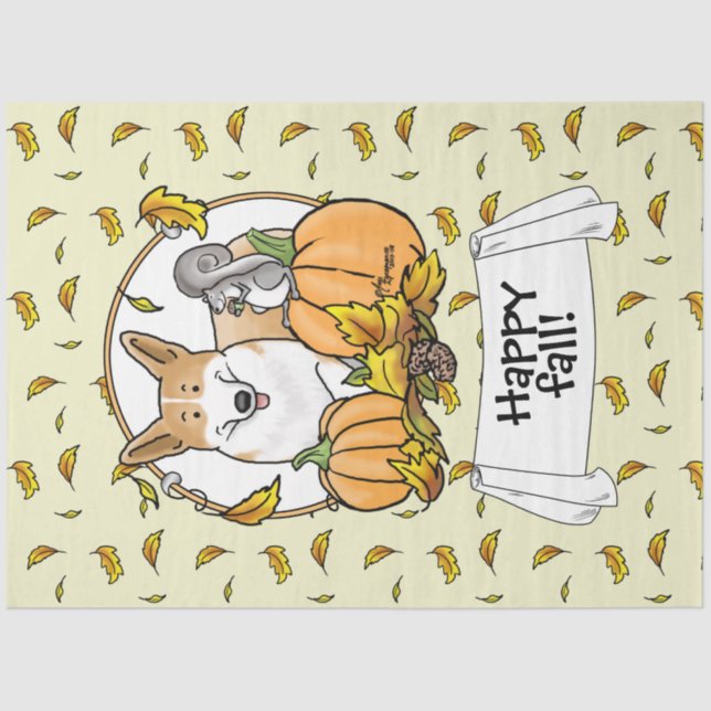 Fall Pembroke Welsh Corgi (rot 1) Pumpkins Niedlic Seidenpapier (Vorderseite)