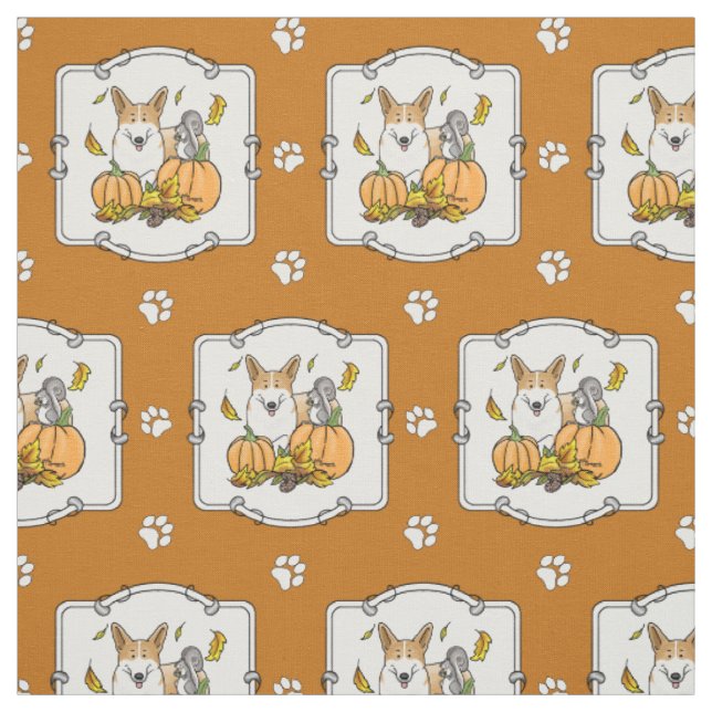 Fall Pembroke Welsh Corgi (rot 1) Pumpkins Niedlic Stoff (Muster)