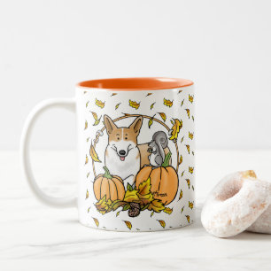 Fall Pembroke Welsh Corgi (rot 1) Pumpkins Niedlic Zweifarbige Tasse