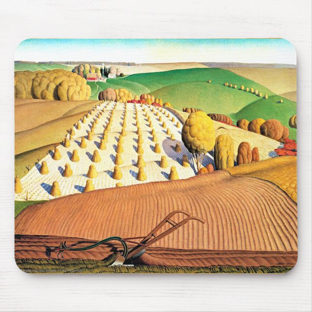 Fall Pflügen, schöne amerikanische Malerei Mousepad (Vorne)