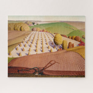 Fall Pflügen von Grant Wood Puzzle