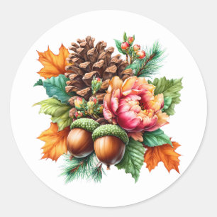 Fall Pinecone Runder Aufkleber