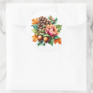 Fall Pinecone Runder Aufkleber