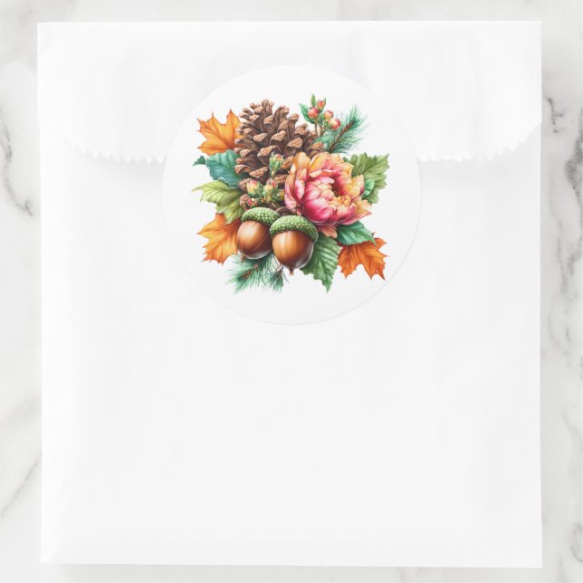 Fall Pinecone Runder Aufkleber (Tasche)