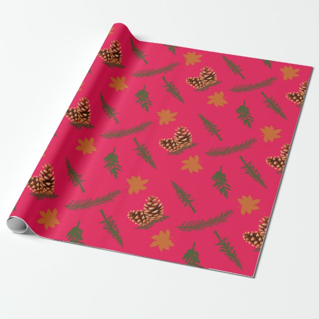Fall Pinecone und Leaf Nahtlose Wrapping Paper Geschenkpapier (Ungerollt)