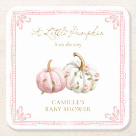 Fall Pink Baby Shower Drink Coasters Rechteckiger Pappuntersetzer