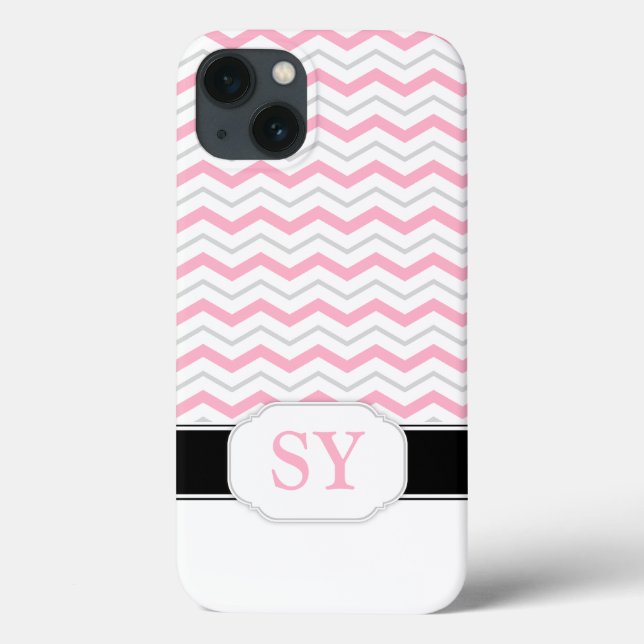 Fall Pink & Gray Zickzack Monogramm iPad 2/3/4 Case-Mate iPhone Hülle (Rückseite)