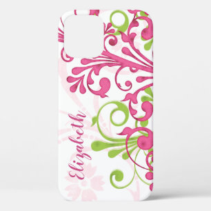 Fall "Pink Green Floral Individuelle Name iPod Tou Case-Mate iPhone Hülle