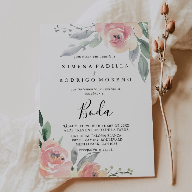 Fall Pink Peony Blume Boda Hochzeit Einladung (Von Creator hochgeladen)