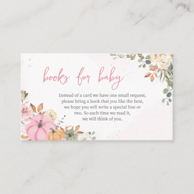 Fall Pink Pumpkin Baby Duschbücher für Baby Begleitkarte (Vorderseite)