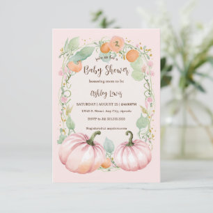 Fall Pink Pumpkin Baby Dusche Einladung