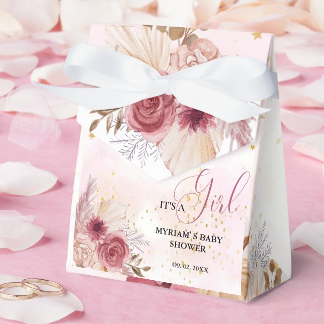 Fall Pink Pumpkin Floral Girl Dusche Gefallen Geschenkschachtel (Hochzeit)