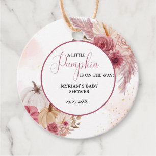 Fall Pink Pumpkin Floral Girl Dusche Geschenkanhänger