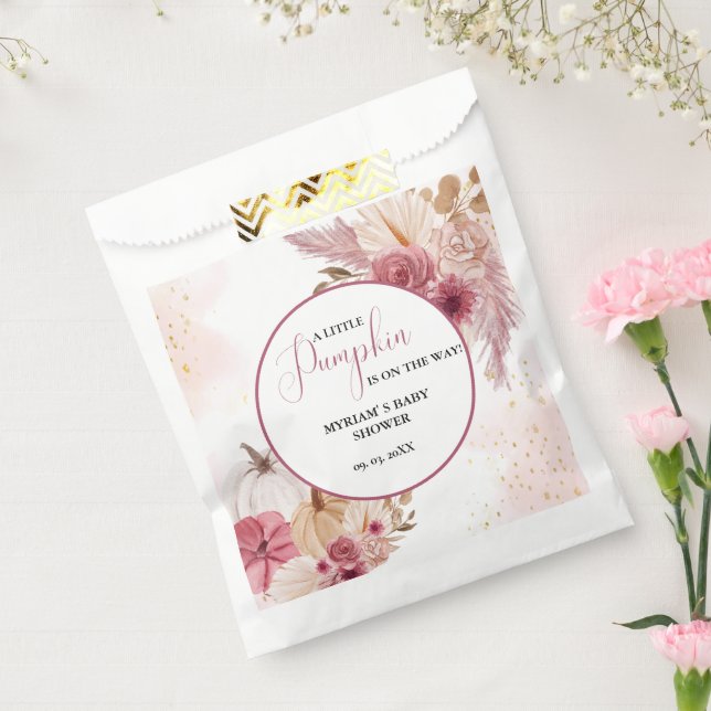 Fall Pink Pumpkin Floral Girl Dusche Geschenktütchen (Versiegelt)