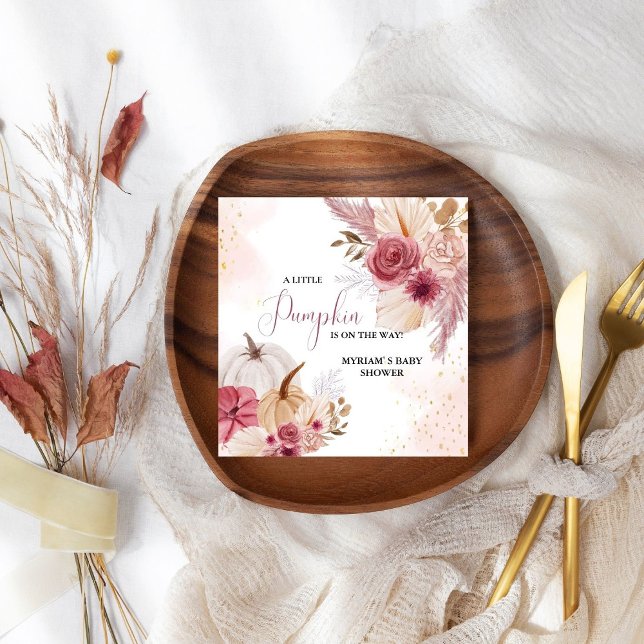 Fall Pink Pumpkin Floral Girl Dusche Serviette (Von Creator hochgeladen)