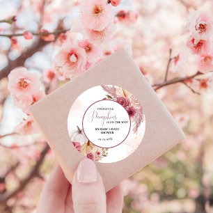 Fall Pink Pumpkin Floral Twin Girl Babydusche Runder Aufkleber