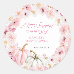 Fall Pink Pumpkin Gefallen Runder Aufkleber