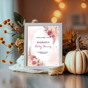 Fall Pink Pumpkin Girl Babydusche Begrüßungszeiche Sockelschild