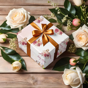 Fall pink Pumpkin Pampas Grass Girl Dusche Geschenkpapier