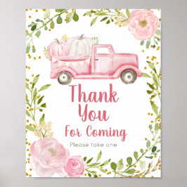 Fall Pink Pumpkin Truck Danke, dass Sie kommen Poster