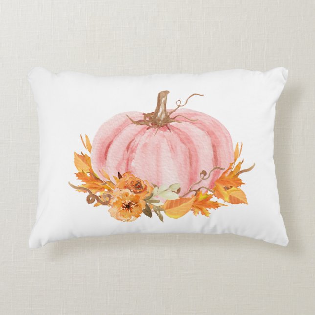 Fall Pink Pumpkin und Rainbows Akzent Pillow Dekokissen (Vorderseite)