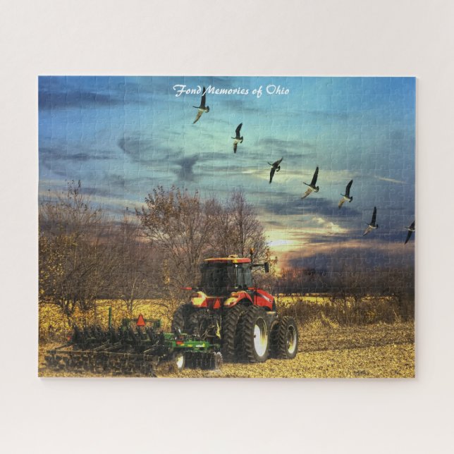 Fall Plow Tractor Ohio.Christmas Grüße Jigsaw Puzzle (Horizontal)