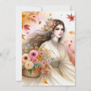 Fall Princess verlasst Aquarell-Kalligraphietext Einladung