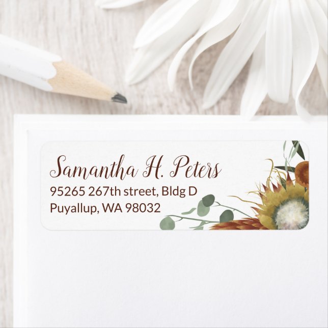 Fall Protea Blume & Eucalyptus Address Labels (Insitu)