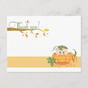 Fall Pumkin    Babydusche Danke Postcard Postkarte