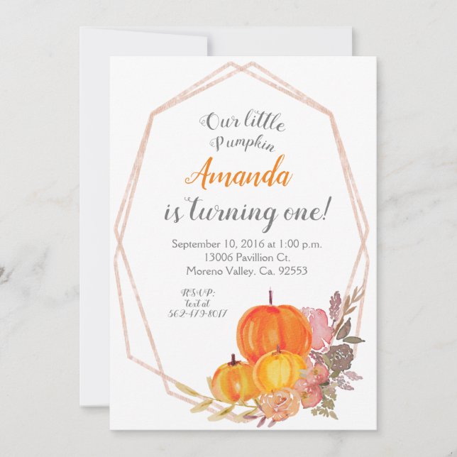 Fall Pumpkin 3. Geburtstag Einladung (Vorderseite)