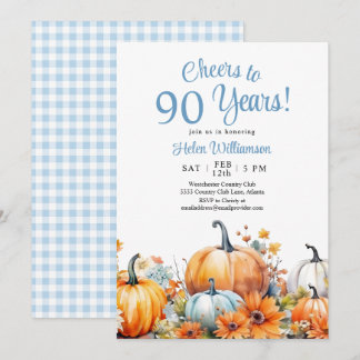 Fall Pumpkin 90. Geburtstag Cheers auf 90 Jahre Einladung